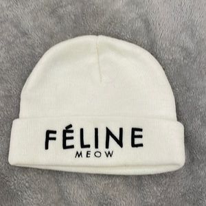 white beanie.